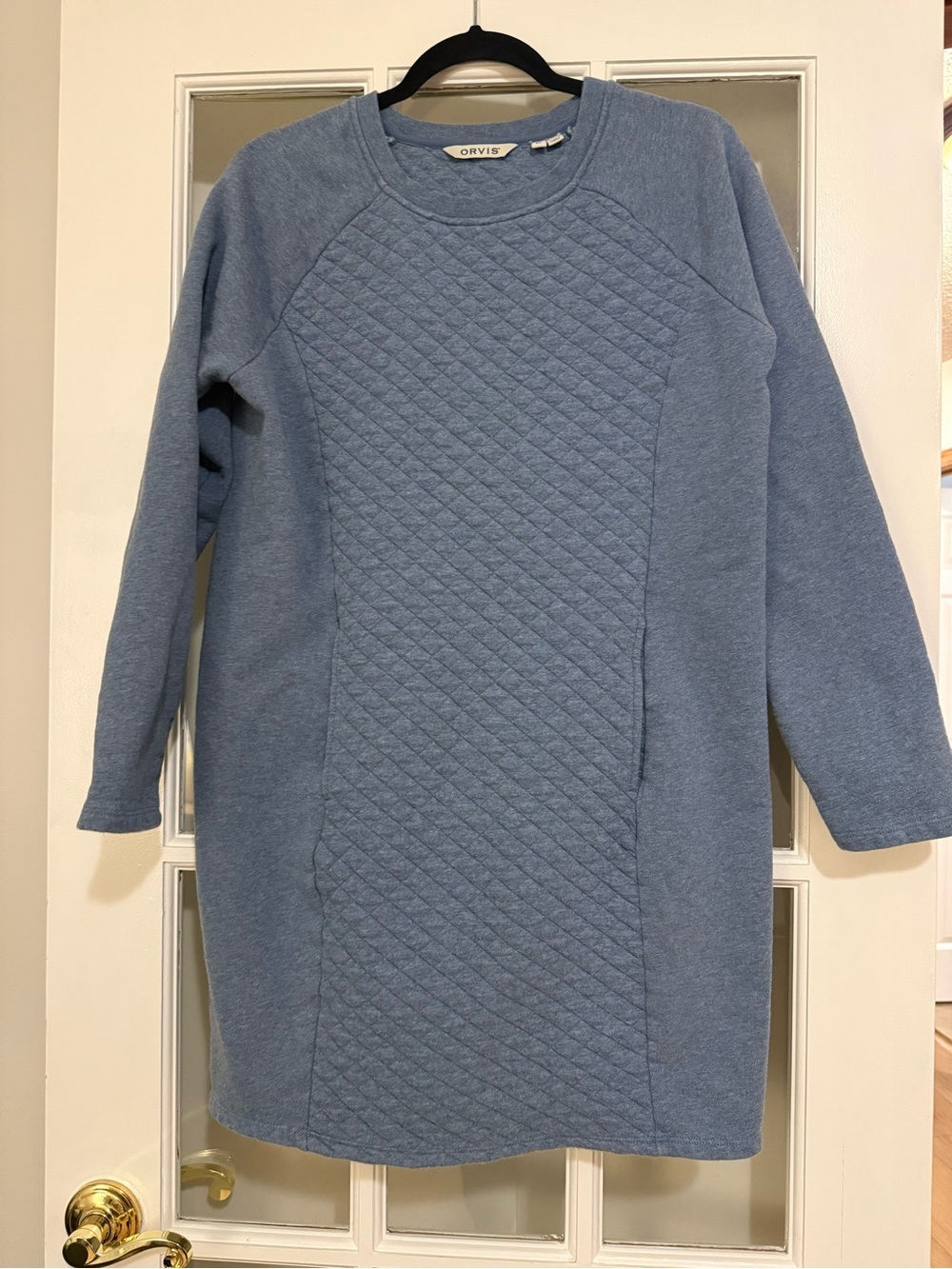 Orvis Quilted Front Pullover Dress - Light Blue